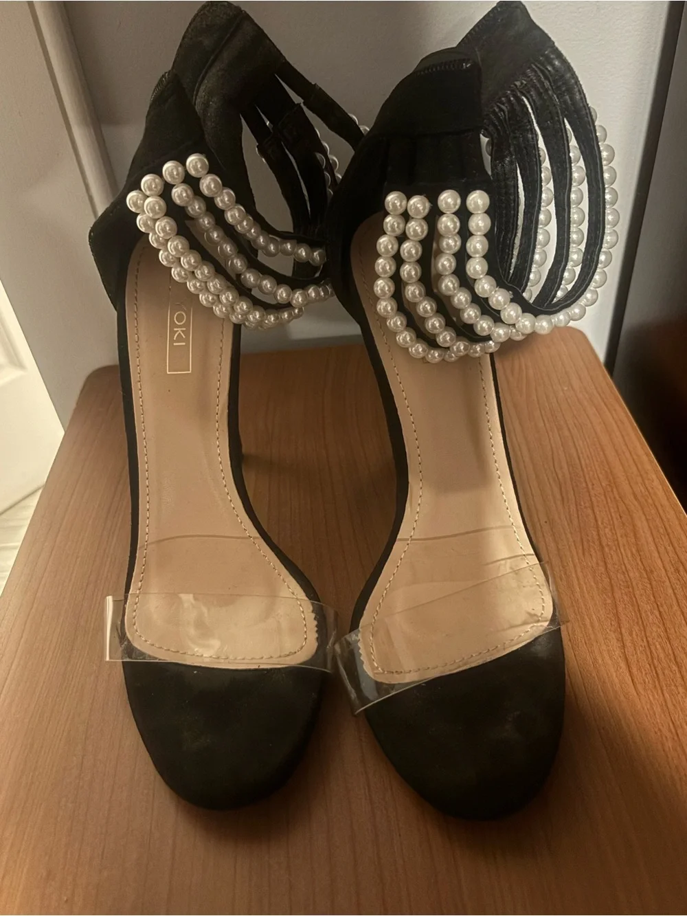 tokidoki Black Heels with Pearl-Strap Detail